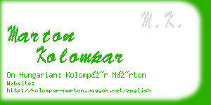 marton kolompar business card